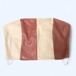 Striped Faux Leather Tube Top